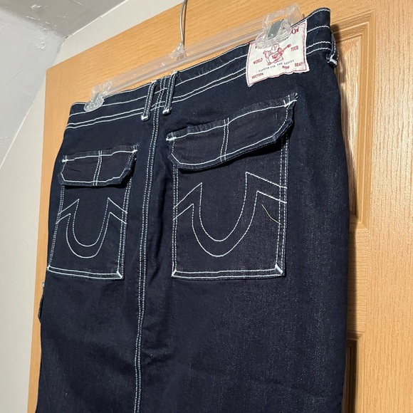 True Religion Denim Cargo Midi Skirt NWT Y2K Cotton Streetwear Dark Wash - Picture 11 of 16